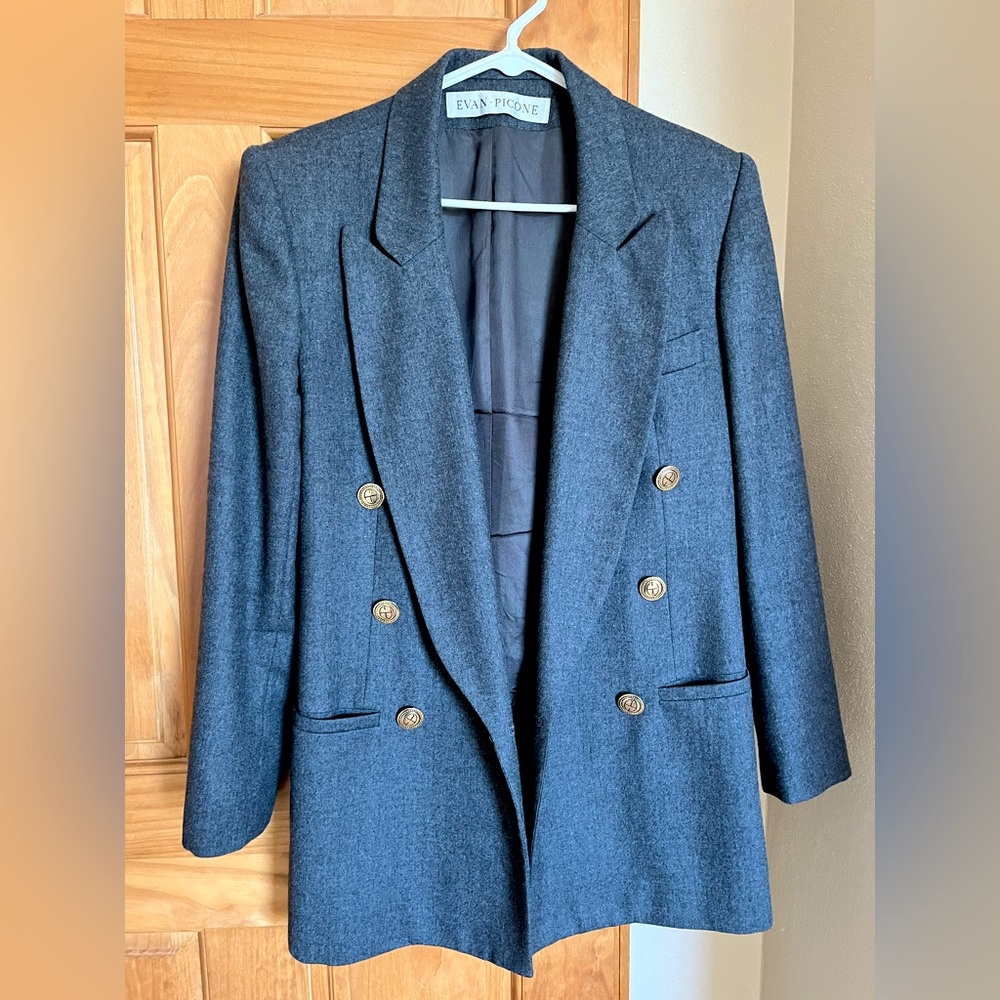 Grey vintage wool blazer small